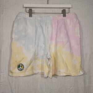CROSS COLOURS sz 2X tie dye Black Lives for Peace sweat shorts athletic